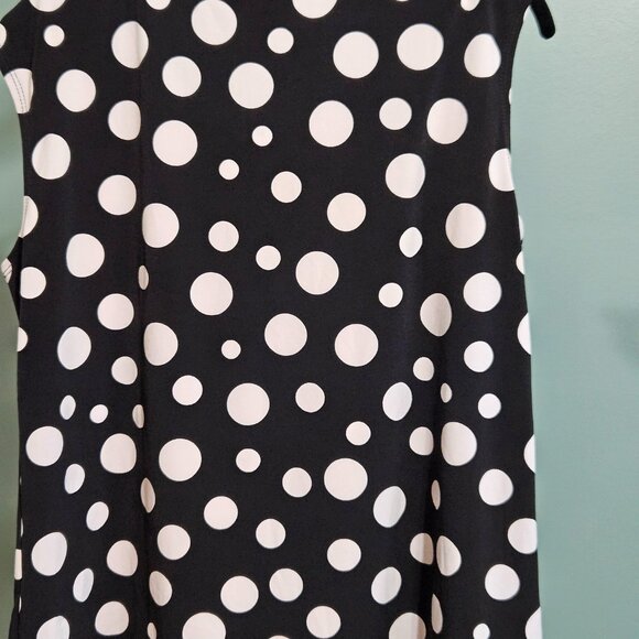 Allison Daley Petite Sleeveless Black Polka Dot Blouse - Picture 2 of 5